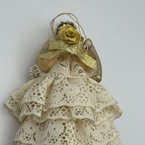 Handcrafted Lace Angel Ornament holidays Christmas raffia